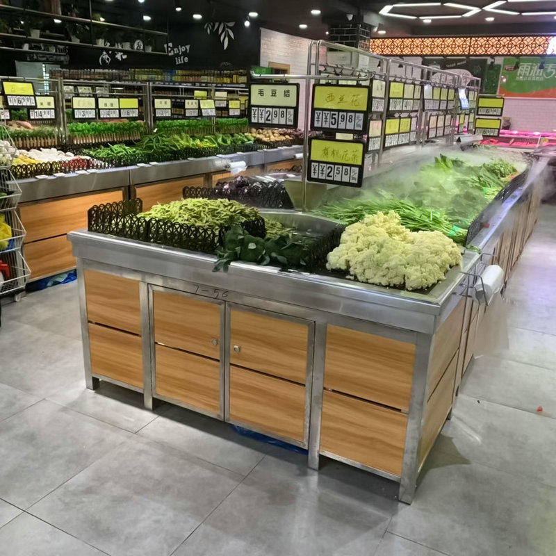 BSBX-GM-20170501 stainless steel supermarket shelves integrated island type Moisturizing fresh fruit and vegetable rack